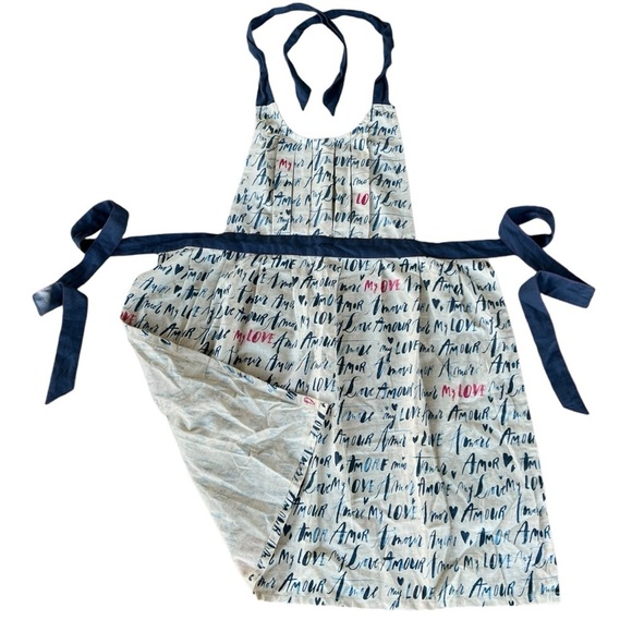 Anthropologie Linea Carta Language of Love Pleated Apron Cotton Linen Amour NWT - Picture 11 of 14